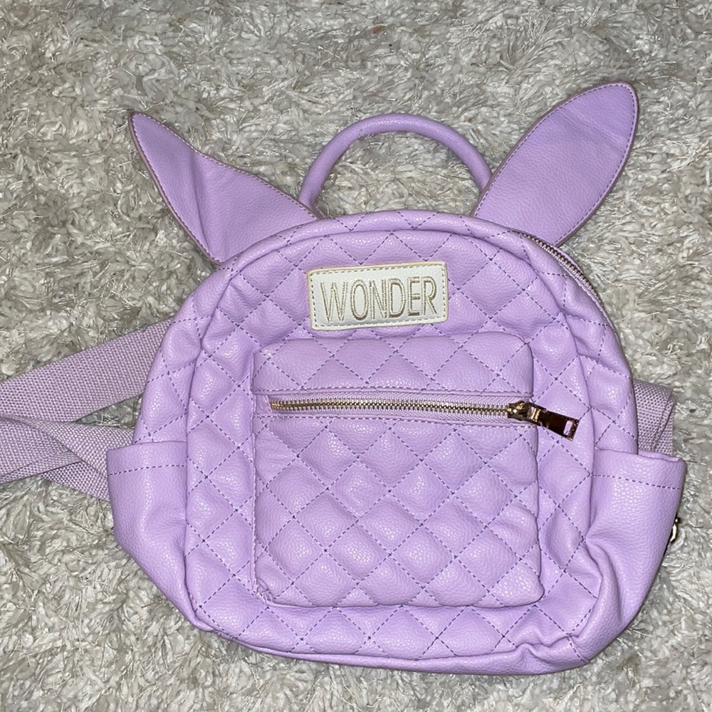 Lavender faux leather mini backpack adjustable straps